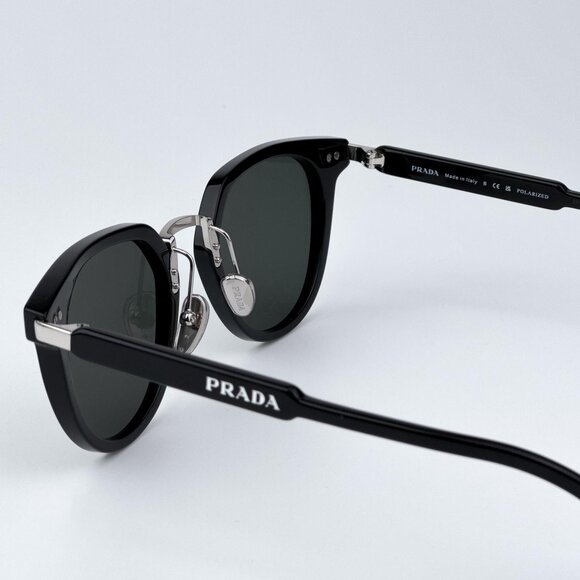 Prada PR17YS 1AB03R Women BRAND NEW Sunglasses Black Green Polarized Oval - Picture 8 of 12